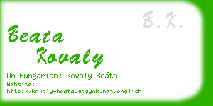 beata kovaly business card